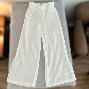 Parker & Rowe Relaxed pants M white sheer split elastic waist pull on swim cover